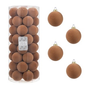 Every Day is Christmas Velvet 50ct 57cm/2.24" Christmas Ornaments, Shatterproof Christmas Tree Ornament Set, Flocking Ball Decorations - 1 of 4