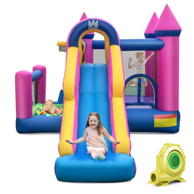 Infans Kids Inflatable Bounce Castle 7-in-1 Jumping House w/ Long Slide & 735W Blower