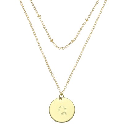 Unique Bargains Women's Gold Tone Disc Pendant Letter Necklace