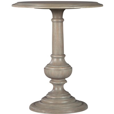 Traditional Gray Round Chairside Table with Tapered Pedestal