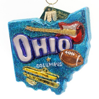 Old World Christmas 3.75" State Of Ohio Buckeye Football Rock Roll  -  Tree Ornaments