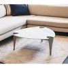 HomeRoots 36" White and Black Sintered Stone Faux Leather And Steel Triangle Coffee Table - 2 of 4