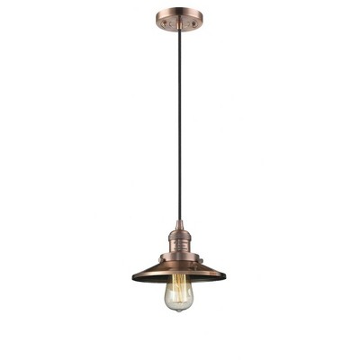 Railroad - 1 Light Cord Hung Mini Pendant In Traditional Style-8 Inches Tall and 8 Inches Wide