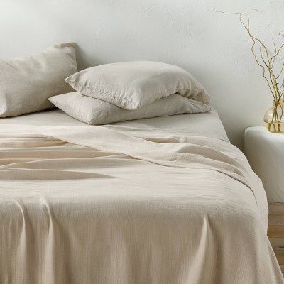 Full/Queen Rayon from Bamboo Matelasse Blanket Natural - Casaluna™