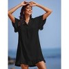 AI'MAGE Womens Swimsuit Coverup Short Sleeve Beach Bathing Suit Cover Up Swimwear Flowy Ruffle Bikini Dress Shirt - 3 of 3