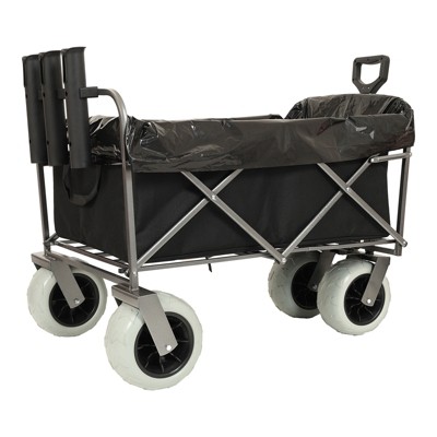 VisioGear Fishing Cart with Rod Holders, Beach Wagon with Big Wheels for Sand, Strap with Multiuse Bag, Black, 44.88"*25.98"*44.49"