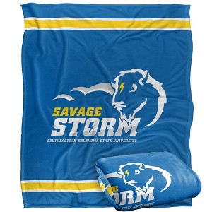 Southeastern Oklahoma State University Primary Logo Silky Touch Blanket White 50x60 - 1 of 4