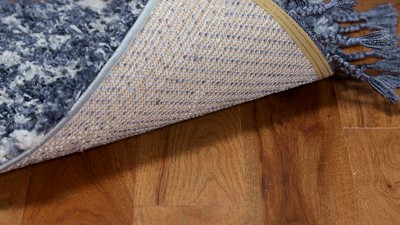 Luxurious Gray Geometric Hand-Knotted Shag Area Rug 5' x 8'