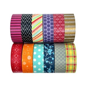 Wrapables Washi Tapes Decorative Masking Tapes, Set of 12 - 1 of 4