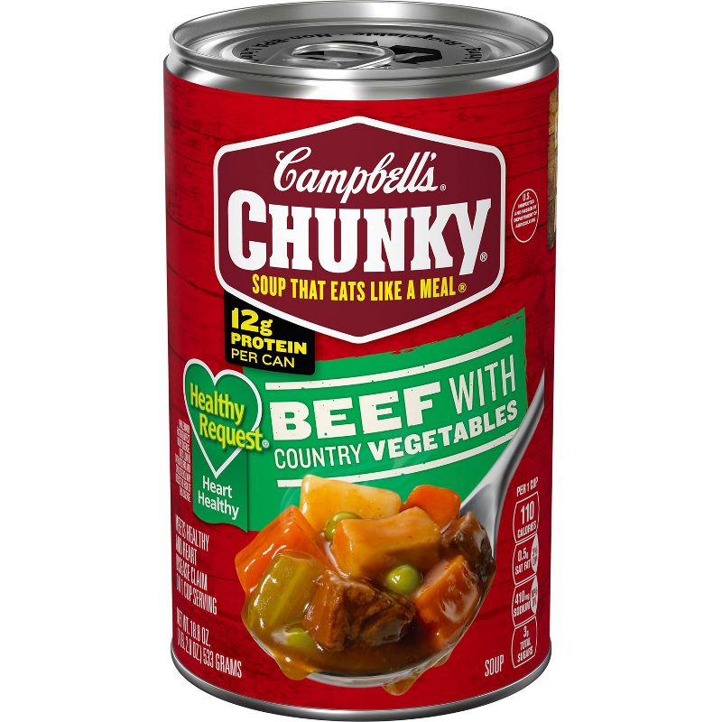 Campbell&#39;s Chunky Healthy Request Beef with Country Vegetables Soup - 18.8oz, 1 of 17