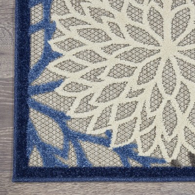 Aloha Blue and Multicolor Floral 12' x 15' Outdoor Rug