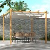 Outsunny Outdoor Retractable Pergola, Heavy Duty Wood Grain Aluminum with Weather Resistant Fabric Sun Shade Canopy, Patio Shelter - 2 of 4
