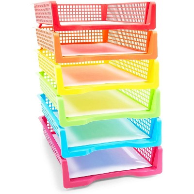 Bright Creations 6 Colors Stackable Plastic Letter Trays Document Holder Desk Organizer Office Supplies, Letter Size