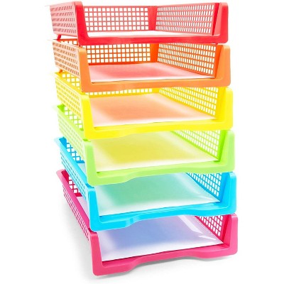 Photo 1 of Bright Creations 6 Colors Stackable Plastic Letter Trays Document Holder Desk Organizer Office Supplies, Letter Size