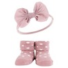 Hudson Baby Infant Girl Headband and Socks Giftset, Blush Taupe, One Size - 3 of 4