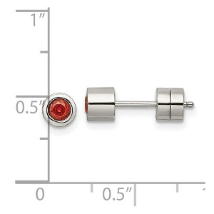 Chisel Stainless Steel Polished Red Cubic Zirconia July Birthstone Stud Earrings - 1 of 4