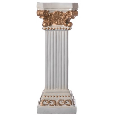 Uniquewise Fiberglass White and Gold Plinth Roman Column Ionic Piller Pedestal Stand for Wedding or Party, Living Room Decor - Photography Props