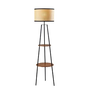 Adesso Shirley Shelf Floor Lamp Black: Modern Design, 3-Way Lighting, ETL Listed, Metal Body - 1 of 4