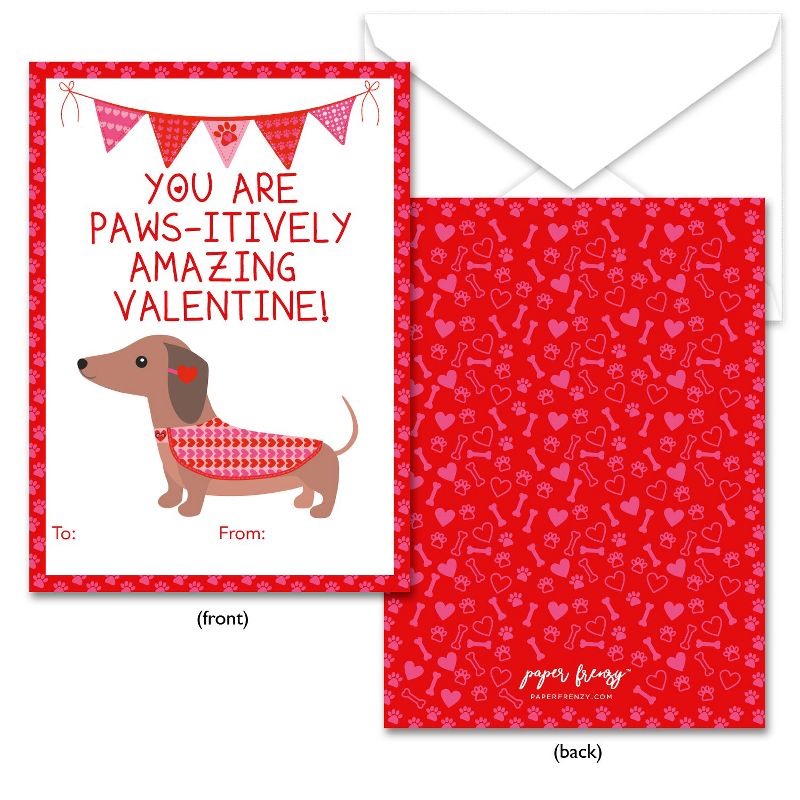 Paper Frenzy Dog Themed Valentine Cards WITH ENVELOPES - 25 Pack, 3 of 7