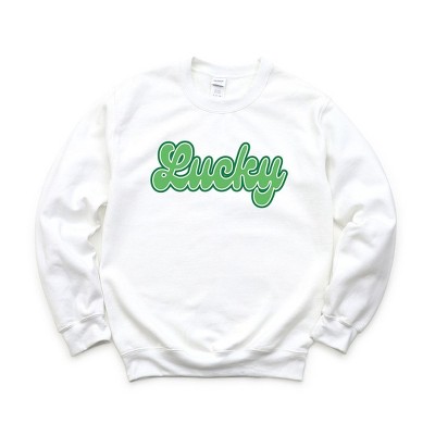 Simply Sage Market Women's Graphic Sweatshirt Green Lucky Cursive