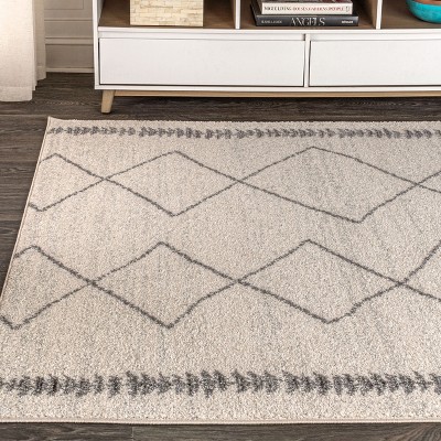 Moroccan HYPE Cream/Gray Geometric Braided 4'x6' Area Rug