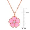 EVERLY JEWELRY | Yellow Plated Sterling Silver 1/10ct TGW White Topaz Pink Enamel Plated Flower Pendant with Chain, 17 inc - 2 of 4