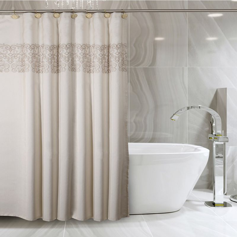 Creative Scents Shannon Beige Shower Curtain / Liner, 3 of 7