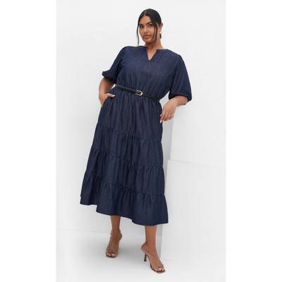 Women's Plus Size August Dress - dark denim | CITY CHIC