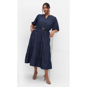 Women's Plus Size August Dress - dark denim | CITY CHIC - 1 of 4