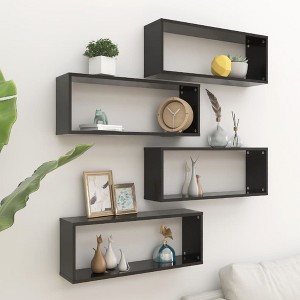 vidaXL Wall Cube Shelves 4 pcs Black 23.6 in.x5.9 in.x9.1 in. Engineered Wood - 1 of 4