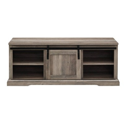 Sophie's Farmhouse 48" Grey Wash Entry Bench with Sliding Door