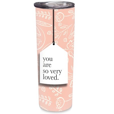 Elanze Designs You So Very Loved Pink Floral 20 ounce Stainless Steel Travel Tumbler