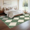 Modern Checkered Printed Rug，Low Pile Non Slip Washable, Stain Resistant Area Rug for Bedroom - 2 of 4