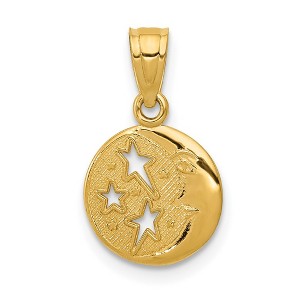 Black Bow Jewelry 14k Yellow Gold 10mm Moon and Stars Pendant - 1 of 4