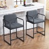 Dark Grey Two Piece Set Modern Upholstered Bar Tall Bar Stool Upholstered Seat - 3 of 4