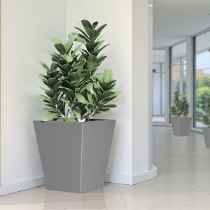 NAYSAYE Tapered Planter 22 Inch Tall Metal Plant Pot with Drainage Hole for Indoor and Outdoor Gardening, Gray, 22"*19"*19" - 1 of 4