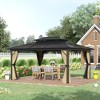 Outsunny 11x15 Hardtop Gazebo with Aluminum Frame, Polycarbonate Gazebo Canopy with Ceiling Hooks, Curtains and Netting, Beige - 2 of 4