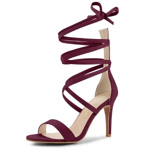 Allegra K Women's Open Toe Strappy Lace Up Stiletto High Heel Sandals - 1 of 4