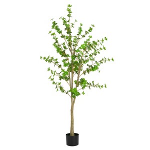 Okak 76IN Artificial Enkianthus Tree with Plastic Pot, Artificial Plants with Delicate Branches and Elliptical Leaves, Fake Plants for Home, Green - 1 of 4