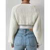 Womens Winter Sweater Shrugs Thick Sweater Knit Bolero Long Sleeve Open Front Cropped Sweater Knit Jackets,Beige - L - 3 of 4