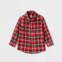 Toddler Boys' Long Sleeve Flannel Button Up Shirt - Cat & Jack 