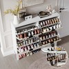 Fluted Shoe Storage Cabinet with 4 Flip Drawers,Accommodate 16 to 20 Pair of Shoes Narrow Wooden Shoe Organizer with Adjustable Shelves - 4 of 4