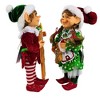 Karen Didion 9.5 Inch Gingerbread Elf Set Girl Boy Christmas Figurines - 2 of 3