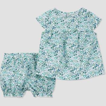 Carter's Just One You® Baby Girls' Floral Top & Bottom Set - White/Blue