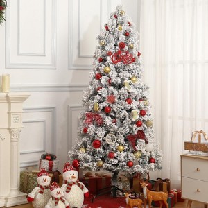 6/7ft Prelit Artificial Christmas Tree, Dual Color Led Lights, Slim/Flocked Options - 1 of 4