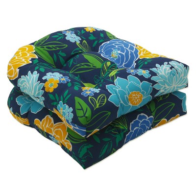 2pc 19" x 19" Outdoor/Indoor Seat Cushion Spring Bling Blue - Pillow Perfect: Weather-Resistant, Tufted Design
