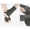 INSPIRE CHIC Women's Knit Lacework Wrist Thumb Hole Half Finger Sleeves Gloves for Christmas Windproof 1 Pair - 3 of 4