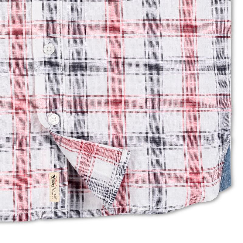 Hope & Henry Boys' Short Sleeve Linen Shirt with Side Vent, Kids, 3 of 5