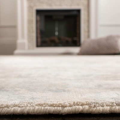 Aqua Blue Hand-Knotted Wool and Viscose 6' x 9' Area Rug