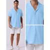 INSPIRE CHIC Men's Camp Collar Short Sleeve Button Down Summer Beach Linen Shirts - 4 of 4